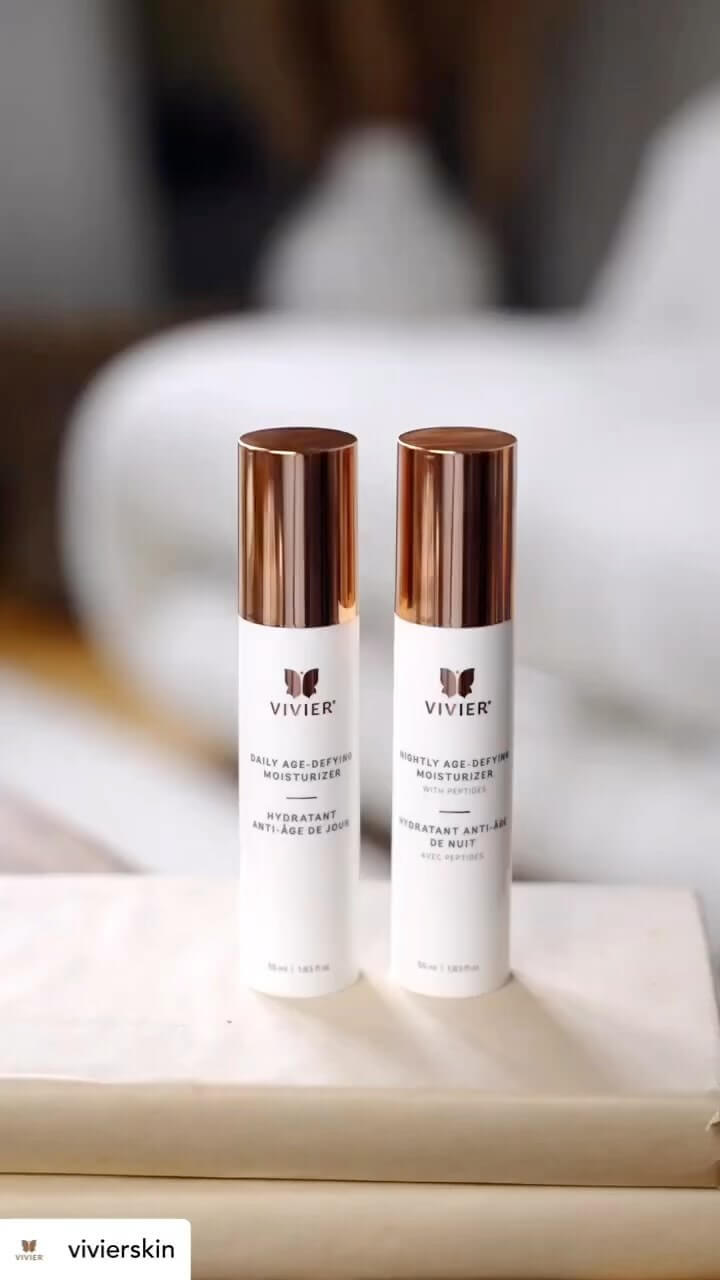 Looking for the perfect moisturizers to complete your morning + nighttime routines? Look no further! ⁠
⁠
☀️ Our Daily Age-Defying Moisturizer is a lightweight moisturizing day cream, formulated with antioxidants and moisturizers to increase smoothness while diminishing the signs of aging. Skin is glowing, nourished, and more hydrated throughout the day.⁠
⁠
🌙 Our Nightly Age-Defying Moisturizer is the perfect nighttime solution to help rebuild and strengthen your skin’s natural moisture barrier. Vitamin C, E and hyaluronic acid reduce the appearance of aging and increase hydration leaving skin soft and nourished before bedtime. ⁠
⁠
Both fragrance free, hypoallergenic, vegan and cruelty free. ⁠
#VivierSkin #SkinHealth #SkinCare #BeautifulSkin #HealthySkin #HydratedSkin #GlowingSkin #DAILYAGE-DEFYINGMOISTURIZER #NIGHTLYAGE-DEFYING MOISTURIZER